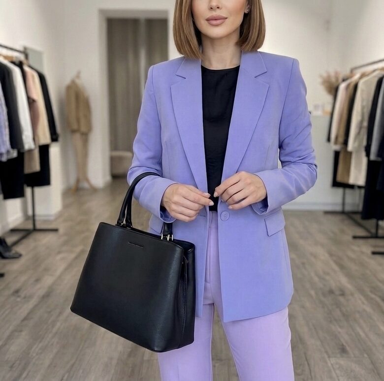 Rinascimento lila női egy gombos blézer 