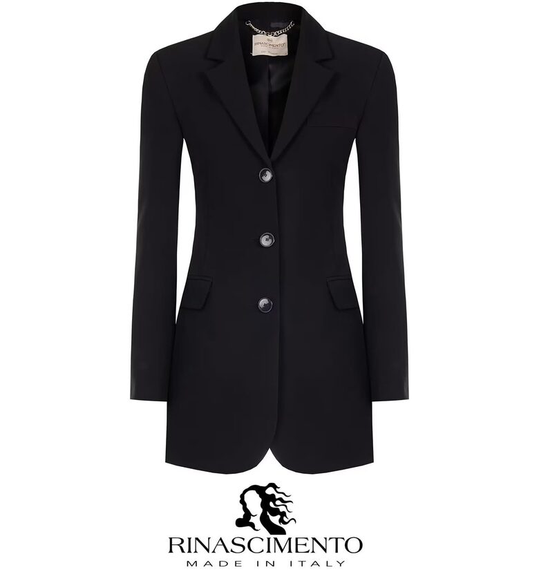 Rinascimento hosszított elegáns fekete női blézer