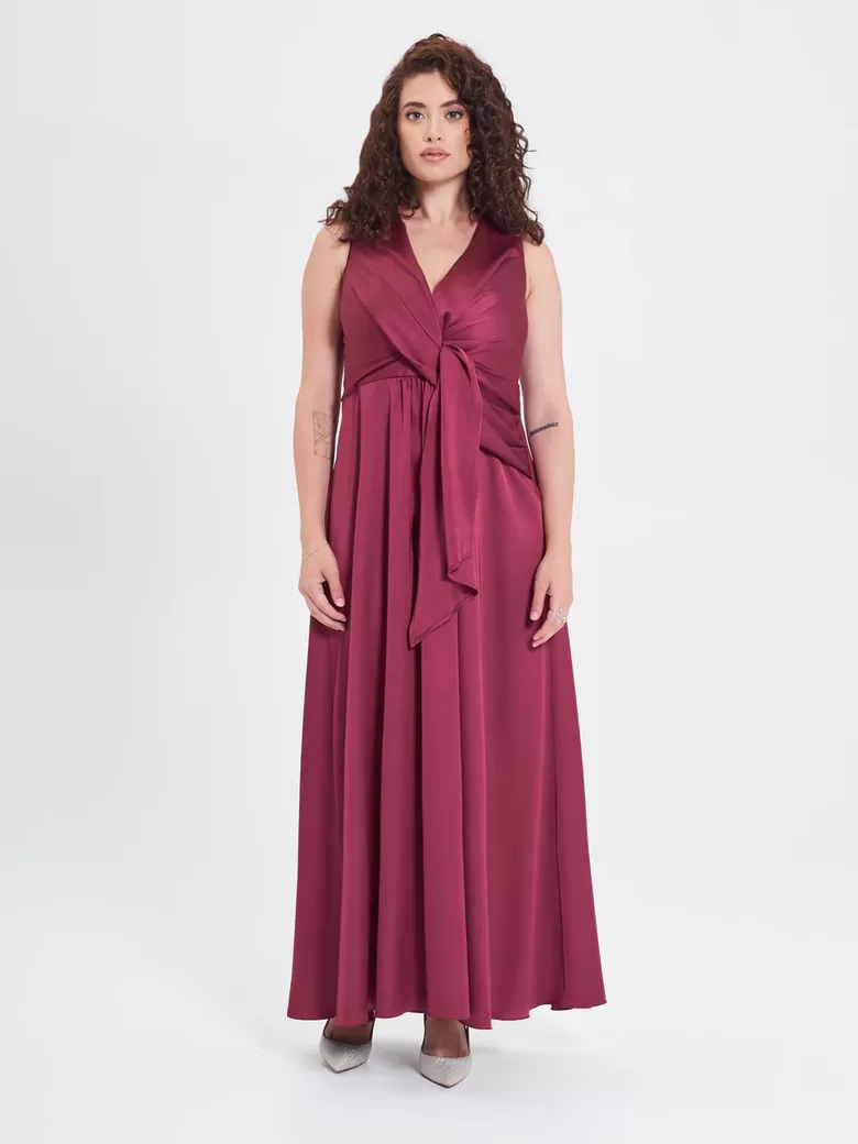 Rinascimento Curvy elegáns burgundi alkalmi ruha 