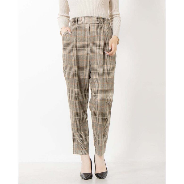 Rinascimento kockás, hátul gumis derekú női nadrág 