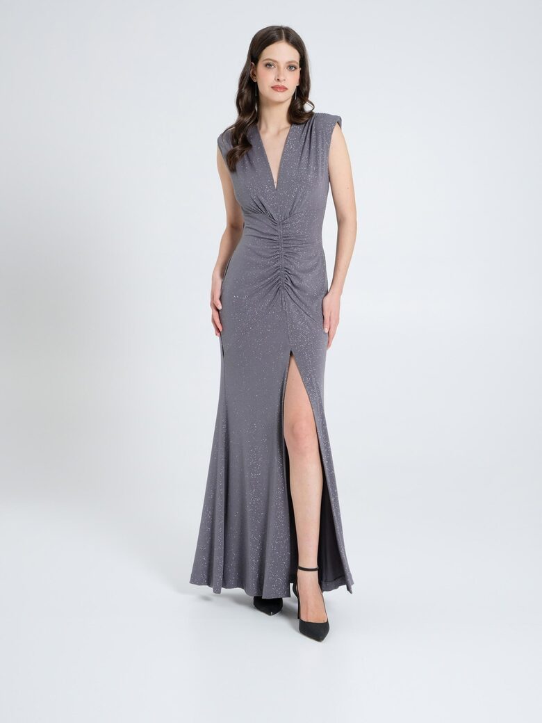 Rinascimento elegáns szürke csillogós alkalmi ruha