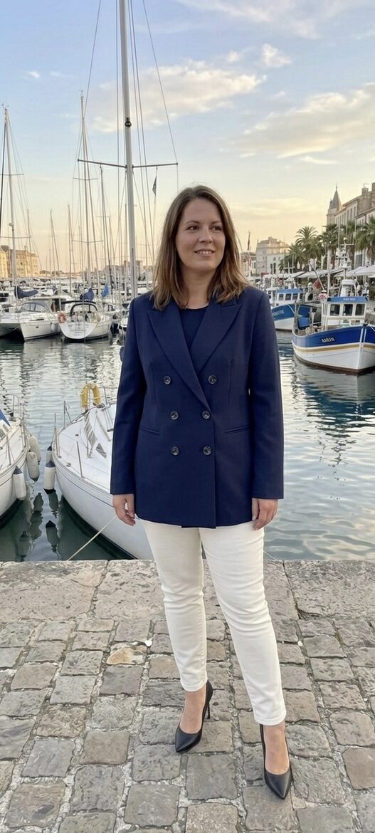 Rinascimento sötétkék egyenes szabású blézer/ kabátka 