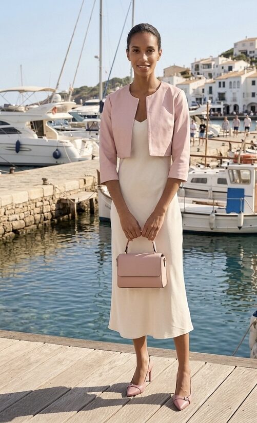 Rinascimento műbőr púder blézer 