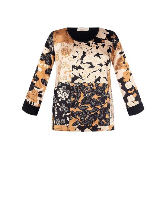 Rinascimento arany-barna mintás női blúz 