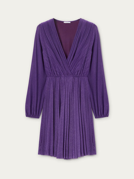 Motivi felül átlapolt lila csillogós alkalmi ruha 