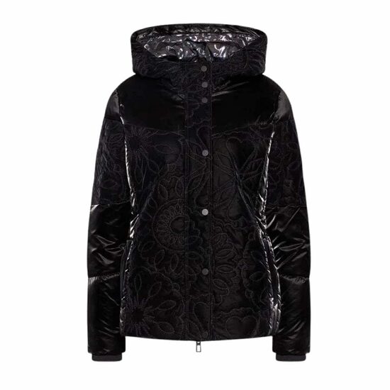 Desigual fényes anyagú fekete női bélelt kabát 