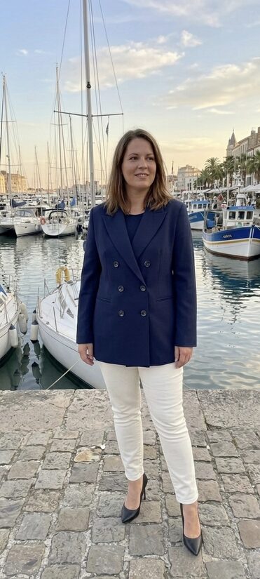 Rinascimento sötétkék egyenes szabású blézer/ kabátka 