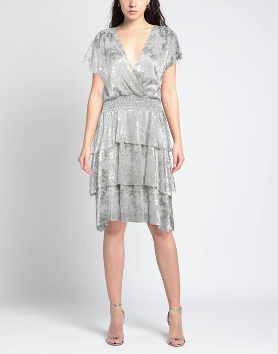 Rinascimento átlapolt szürke-ezüst mintás női ruha