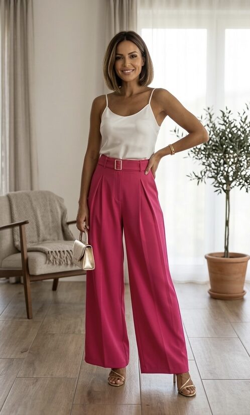 Rinascimento lenge rózsaszín palazzo nadrág 
