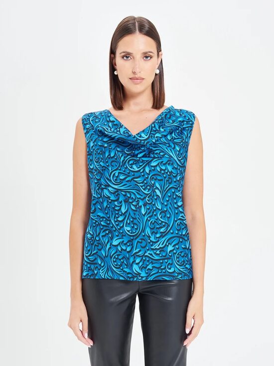 Rinascimento kék alapon mintás női felső 