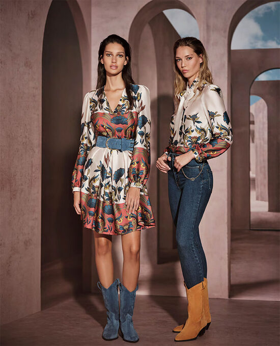 Rinascimento Plume virág mintás elegáns női ruha S-es