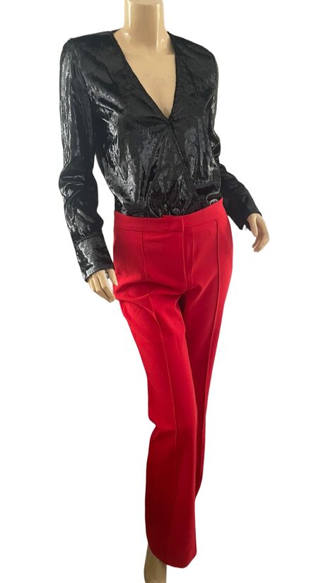 Rinascimento elegáns piros bőszárú női nadrág