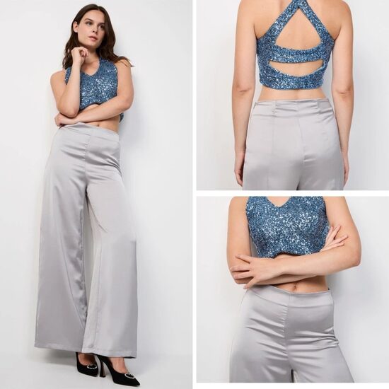 Rinascimento elegáns fényes anyagú női nadrág 