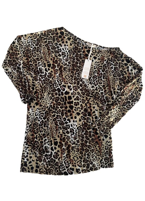 Rinascimento leopárd mintás félvállas női tunika