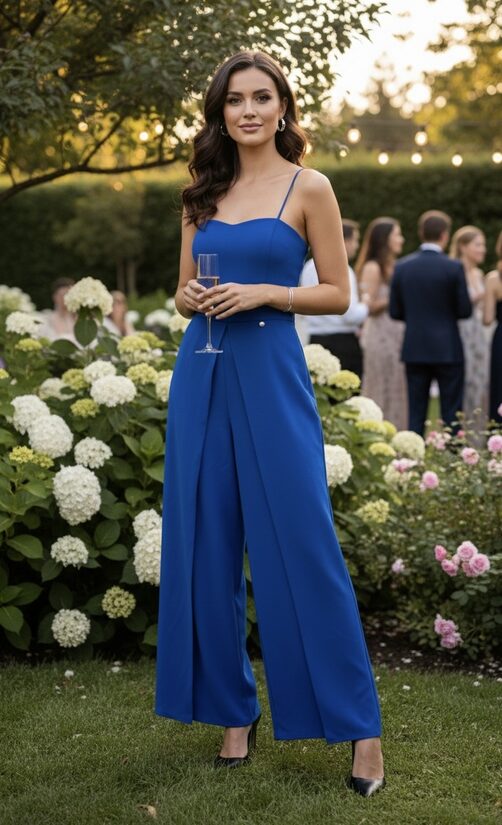 Rinascimento elegáns királykék overál 