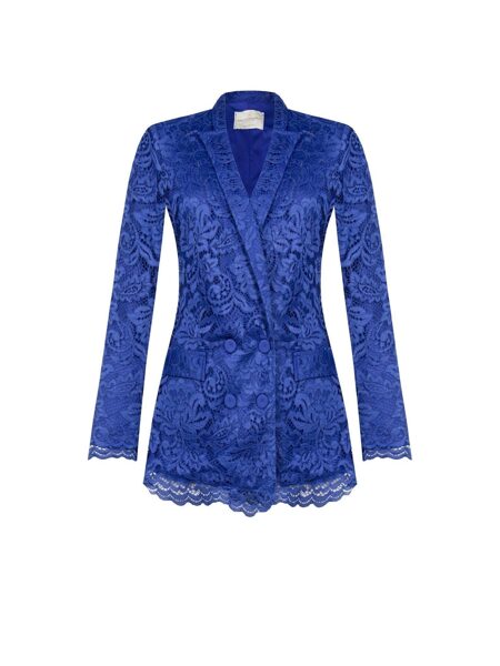 Rinascimento elegáns királykék csipke blézer