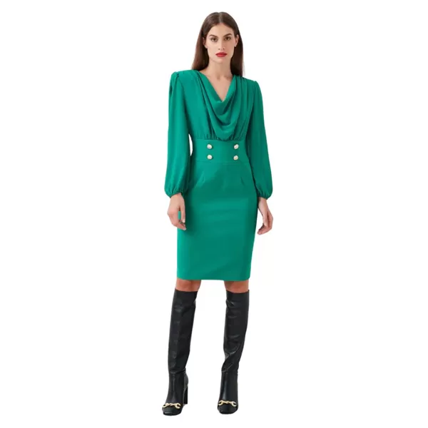 Rinascimento Verde ejtett nyakú zöld női alkalmi ruha 